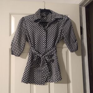 Satin blouse with tie belt